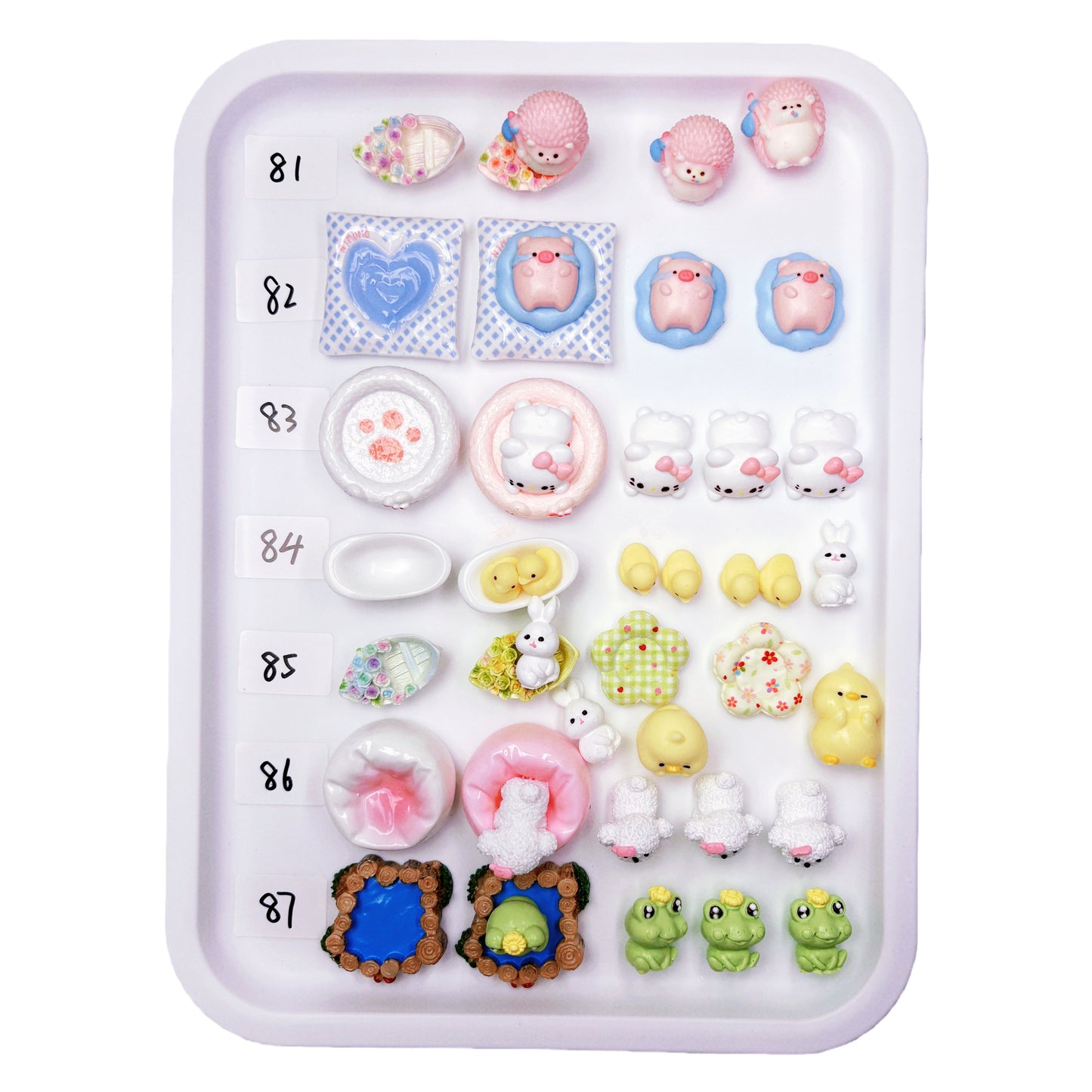 7 pcs mini squishy sticky stress relief toys &amp; plates set with cute styles and soft texture