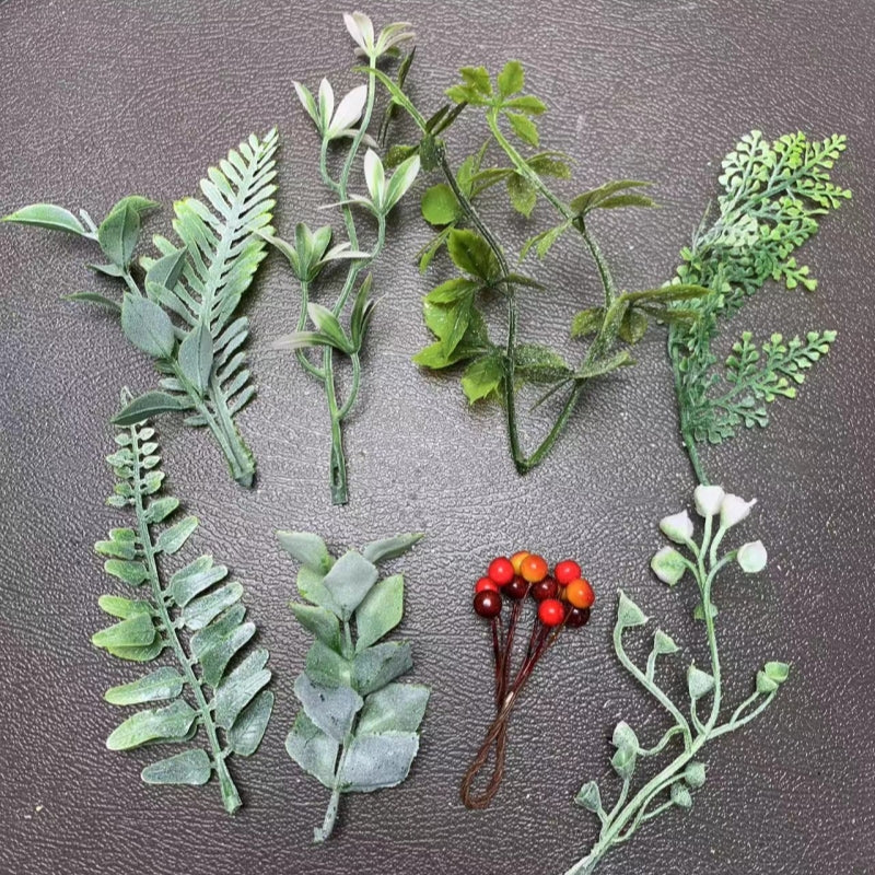 【fabric flower】mixed fabric flower & plastic leaves for DIY craft