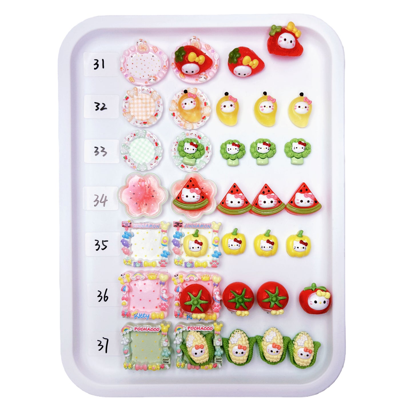 7 pcs mini squishy sticky stress relief toys &amp; plates set with cute styles and soft texture