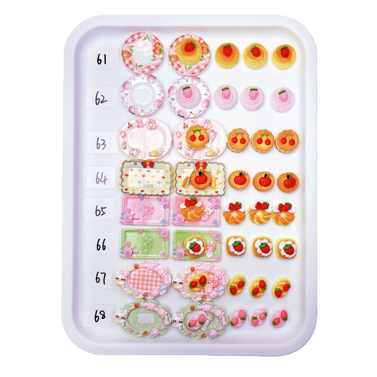 7 pcs mini squishy sticky stress relief toys &amp; plates set with cute styles and soft texture