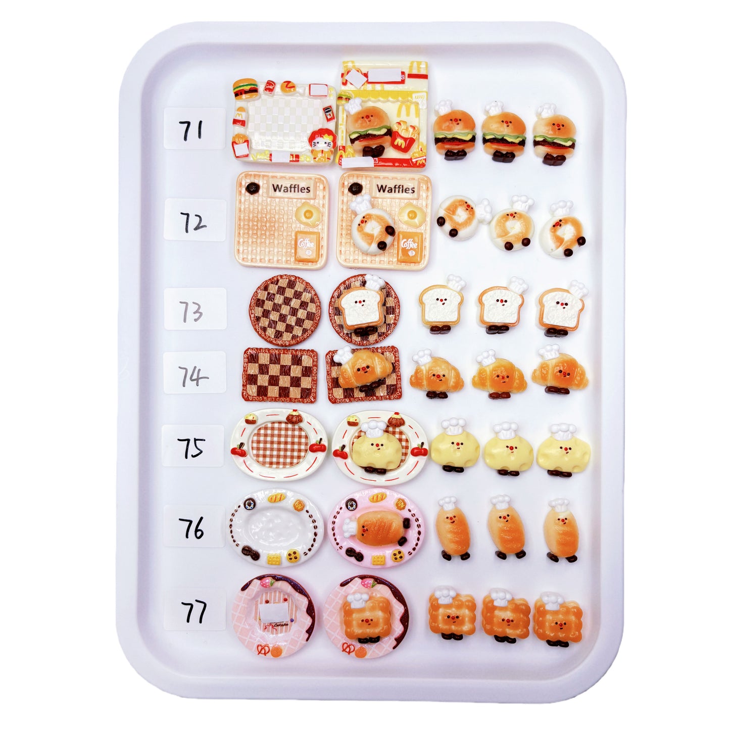 7 pcs mini squishy sticky stress relief toys &amp; plates set with cute styles and soft texture